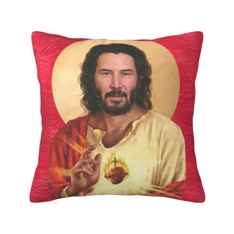 Custom Saint Keanu Reeves Pillow Case 40x40cm Home Decor Cute Meme Jesus John Wick Outdoor Cushions Square Pillowcase