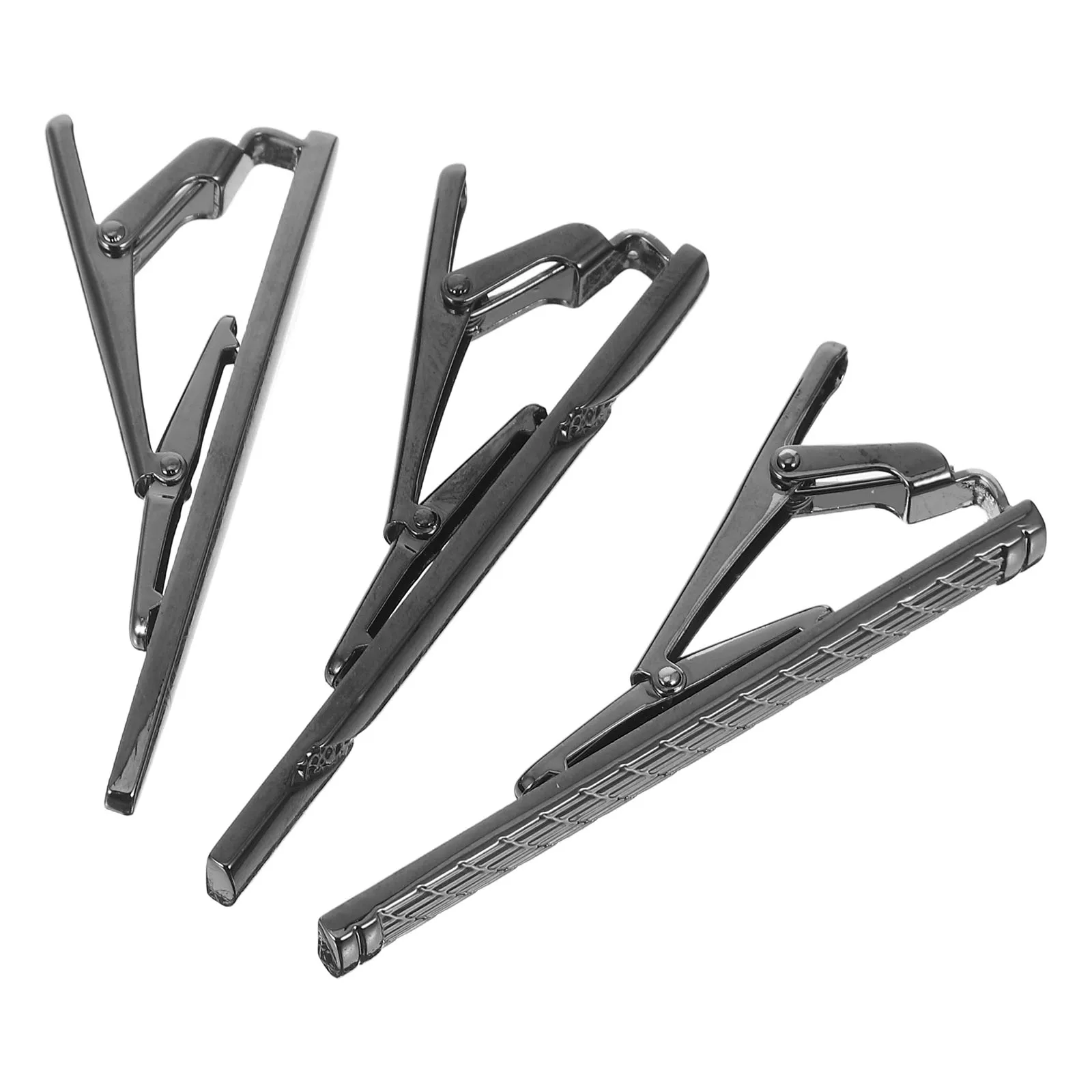 

3pcs Business Tie Clip Set For Men Black Engraved Metal Necktie Bars Durable Copper Suit Accessories For Office Wedding Formal