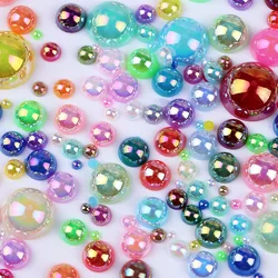 2-12mm half round flat bottom AB color ABS imitation pearl resin semi-faceted loose beads diy cell phone nail jewelry accessorie