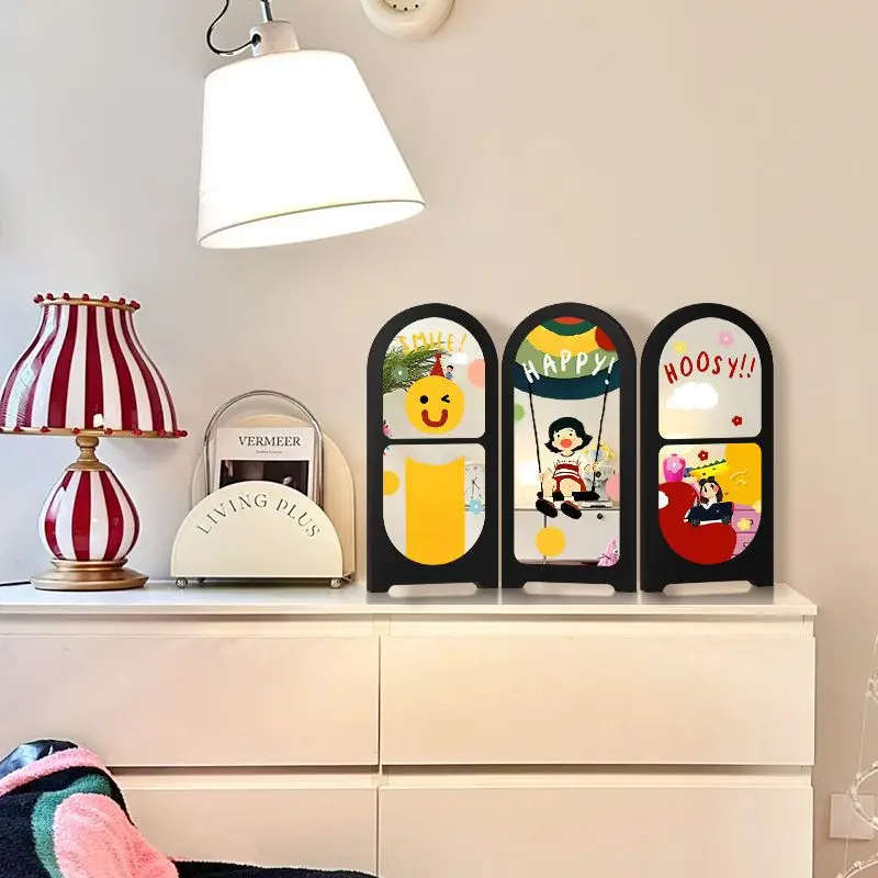 Dopamine 3 Folding Screen Decorative Painting, Entrance Hall TV Cabinet Dining Table Decoration Painting