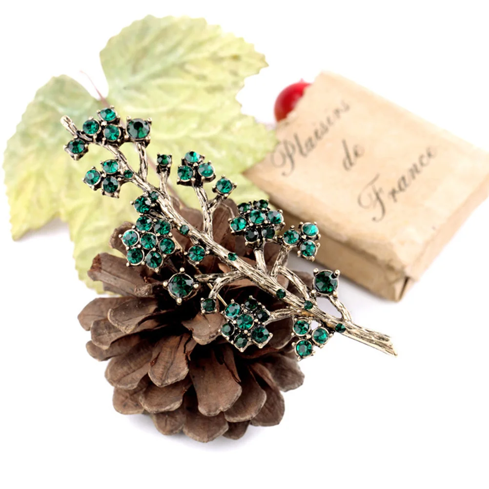 

Branch Shaped Brooch Rhinestone Breastpin Elegant Creative Clothes Decor Women Jewelry Gift Lightweight Durable Chic Easy Match