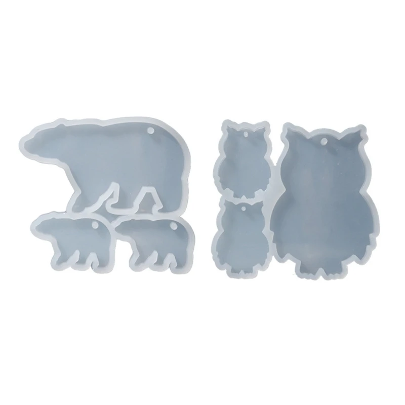 Brilhante brilhante urso coruja ornamentos silicone resina epóxi molde diy chaveiro pingente jóias para presente