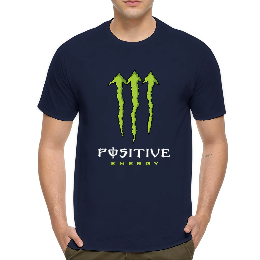 New Summer Mens 100% Cotton T Shirt Positive Energy Green Claw Mark Street Trend Print Breathable Short Sleeve Daily Wear