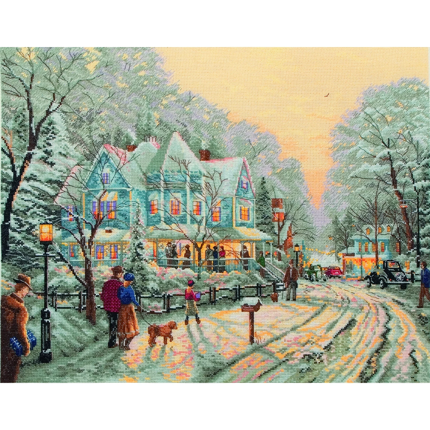 

Modern Simple Style Cross Stitch Kit ANC Thread Set for Festival Party Home Cotton Fabric Scenic Pattern DMC Multicolor