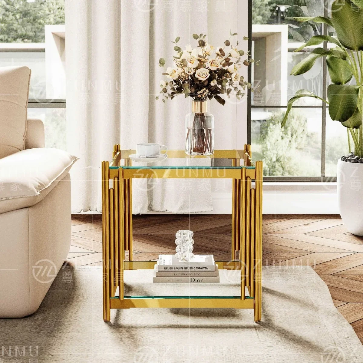 DSA light luxury Nordic living room stainless steel marble coffee table, small apartment music note generous fashion combination