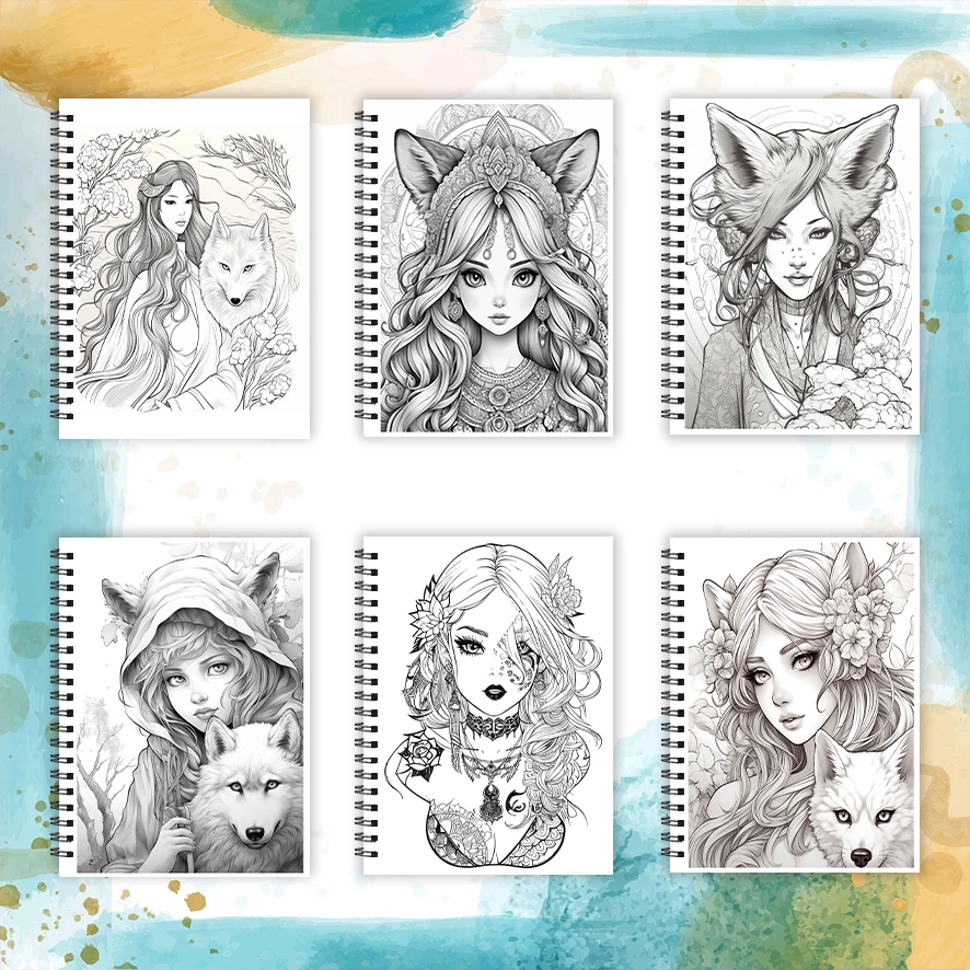 Animal Lady Adult Coloring Book - 8.3x 11.2 Inch 32 Page Coloring Book - Helps Reduce Stress and Ease Emotions