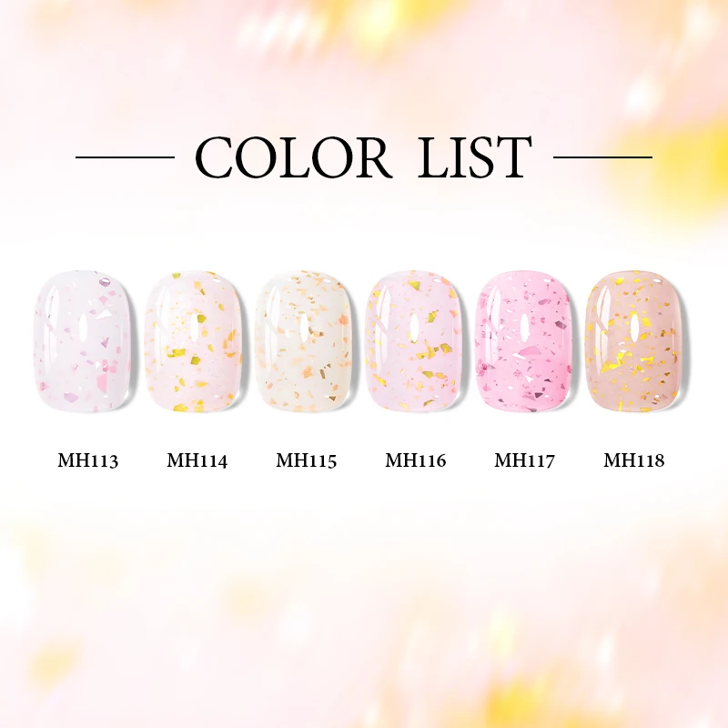 10ml 2 in 1 グリッターラバーベースジェル ジェルネイルポリッシュ ピンクミルキーゴールドフォイルスパンコールベースコート ソークオフ セミパーマネント UV/LEDネイルアート