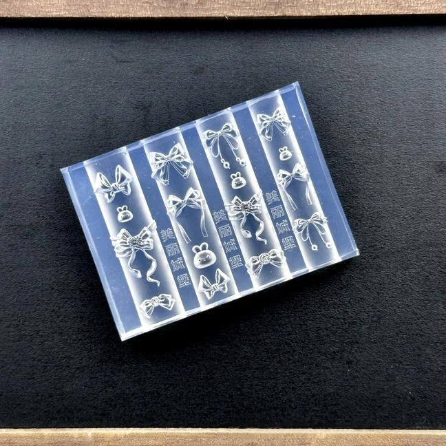 แม่พิมพ์ซิลิโคน 3 มิติ รูปกระต่ายโบว์ สำหรับตกแต่งเล็บ ทำเล็บ DIY แบบใส สำหรับออกแบบลายเล็บ