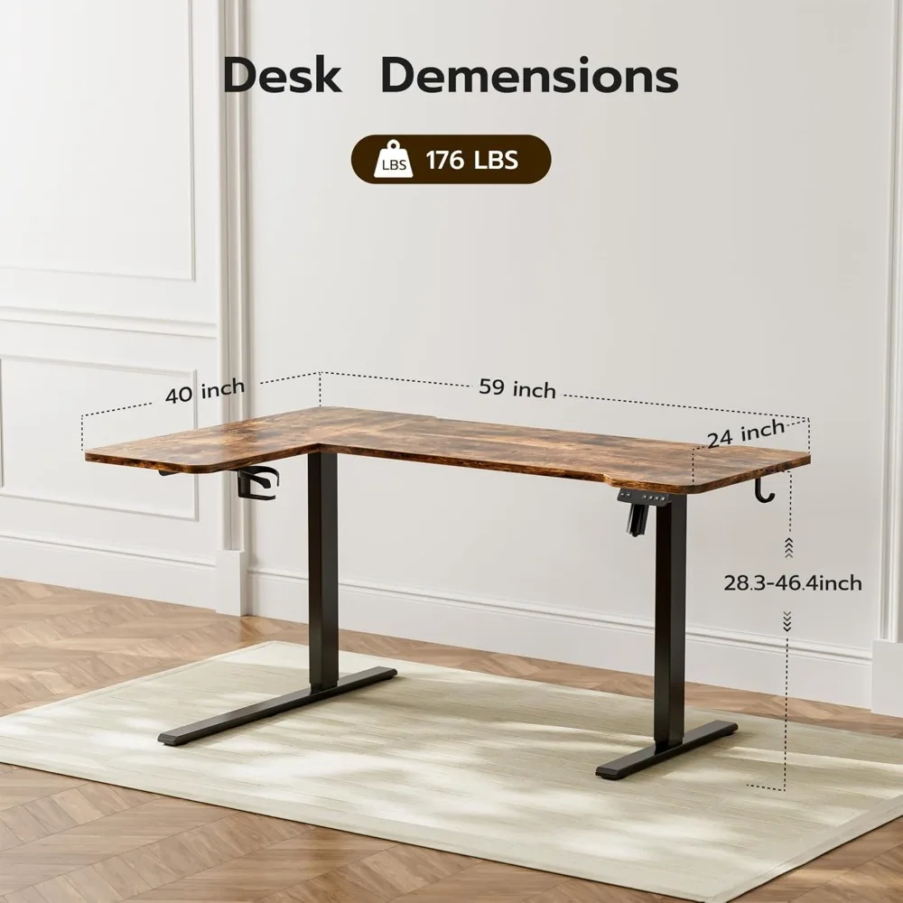 59 "reversível em forma de l mesa de pé elétrica altura ajustável jogos levante-se mesa de canto sentar suporte escritório em casa computador des