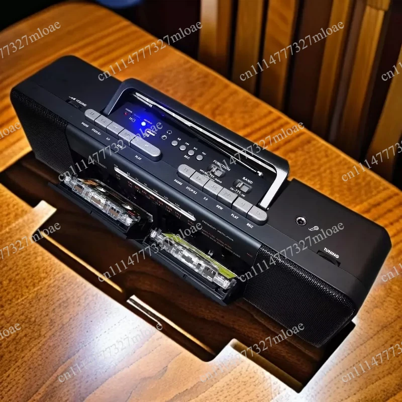 Double Cassette Player with BT Speaker AM/FM/SW Radio Stereo Cassette Tape Player Recorder 6.5mm Jack Battery/AC Powered