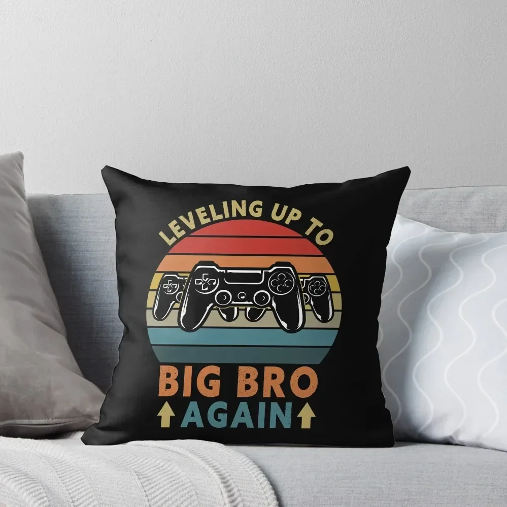 Vintage Leveling Up To Big Bro Again Funny Big Brother Gamer Throw Pillow Pillowcase Cushion Anime Custom Cushion Photo pillow