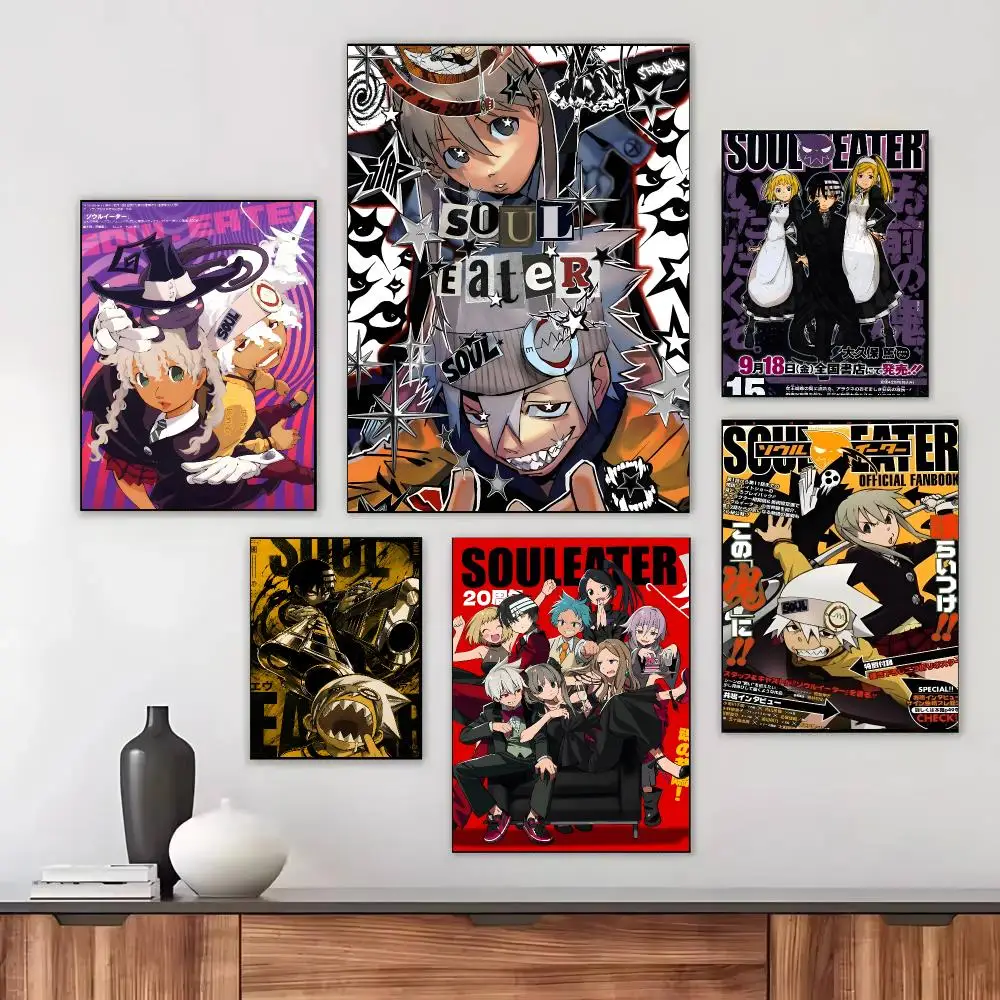 Anime S-Soul Eater Poster Self-adhesive Living Room Bedroom Party Bar Decor Moisture-proof Fade-resistant