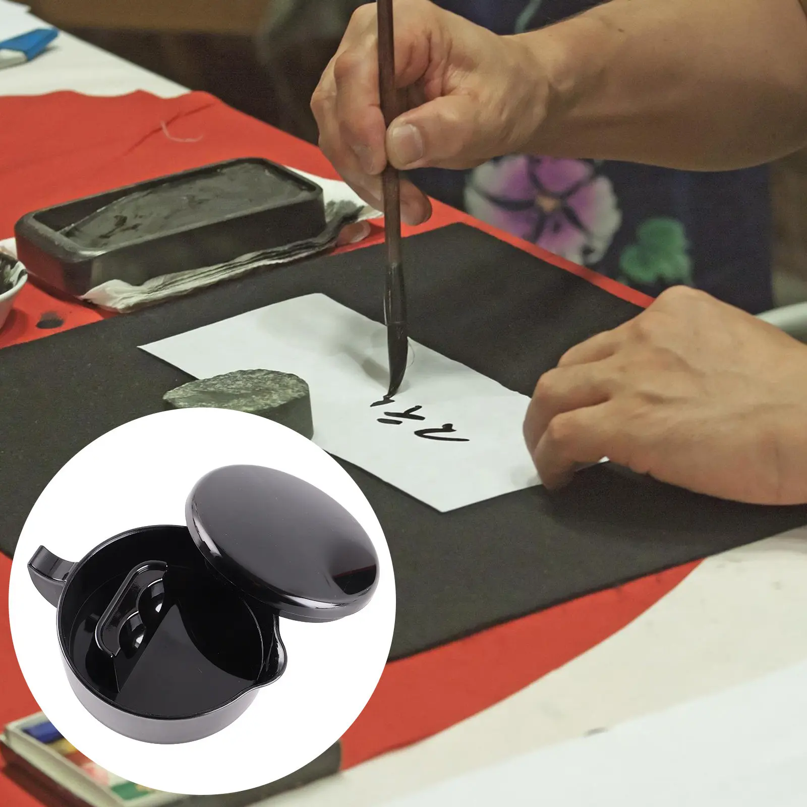 Professional Ink Dish for Calligraphy Artists Smooth Surface Easy Clean Multi-Functional Inkwell Compact Light Design Delicate