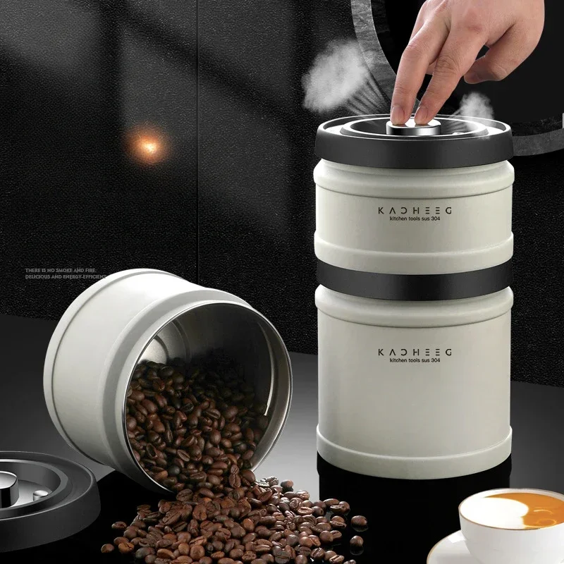 Vacuum Sealing Tank 304 Stainless Steel Press -type Vacuum Coffee Beans Keeps Fresh Tea Tank Dried Fruit Preservation Box Gift