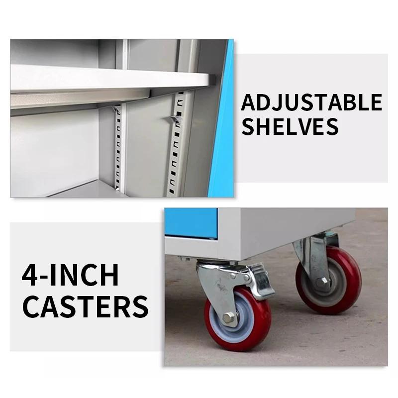 Modular Tool Cabinet Five-Drawer/Single-Door Tool Cabinet With Brake Wheels Industrial-Grade Heavy-Duty Tool Cart(Customized)
