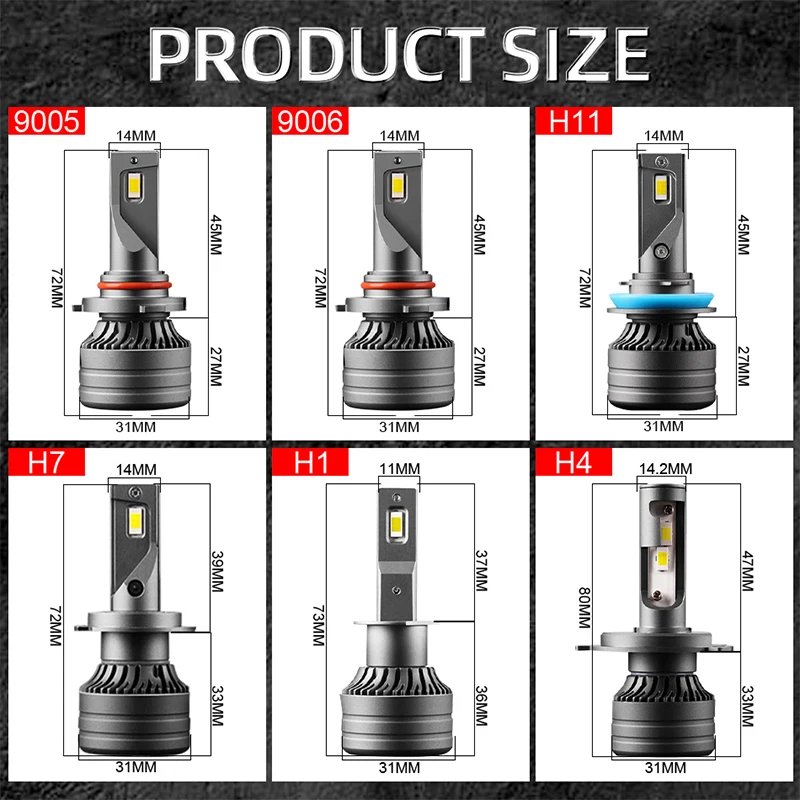 K5C Mini 40W H7 H4 ledowa żarówka do reflektorów 6000K K6C Led 9005 HB3 9006 HB4 H8 H9 H11 H1 lampa przeciwmgielna do samochodu 12V Turbo CANbus