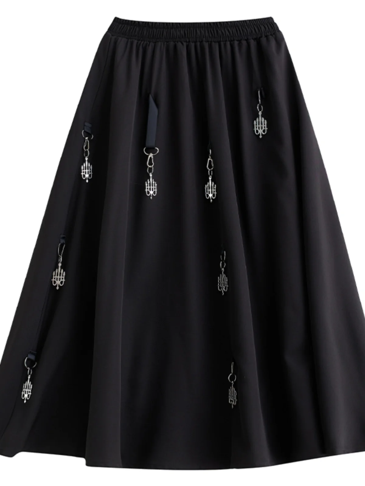 Falda Holgada de Moda para Primavera/Verano, Nueva Falda con Diseño de Candelabro, Versátil, Corte en A, Cintura Alta, Poliéster