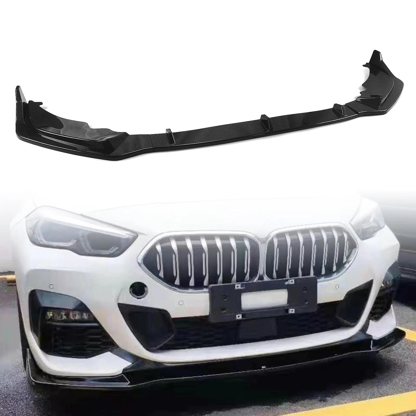 

Front Bumper Spoiler Lip For BMW 2 Series F44 228i M235i 2020-2023 Carbon Fiber Look/Gloss Black Lower Splitter Protector Blade