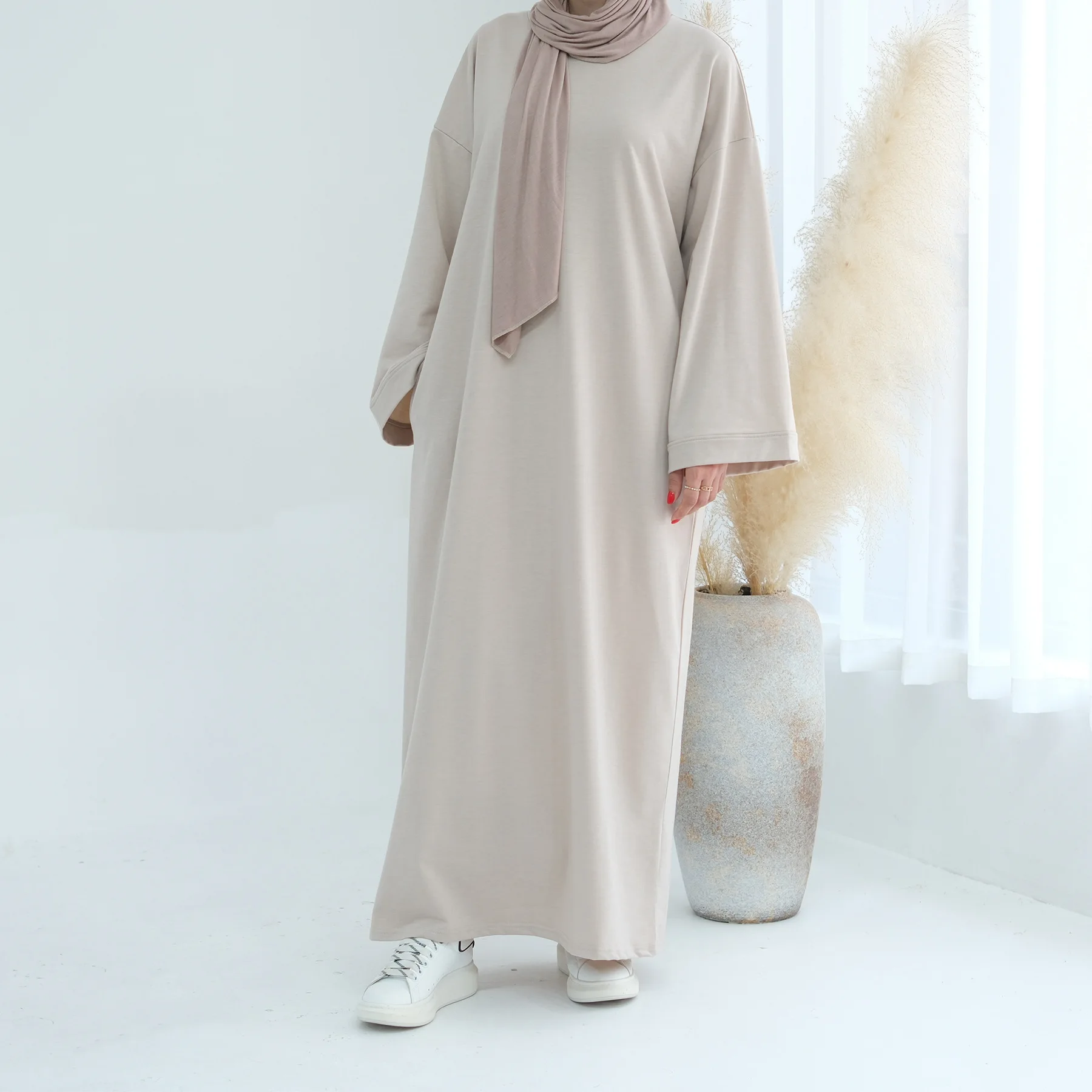 Dubai Middle East Turkey Dubai Solid Color Sweater Dress abaya