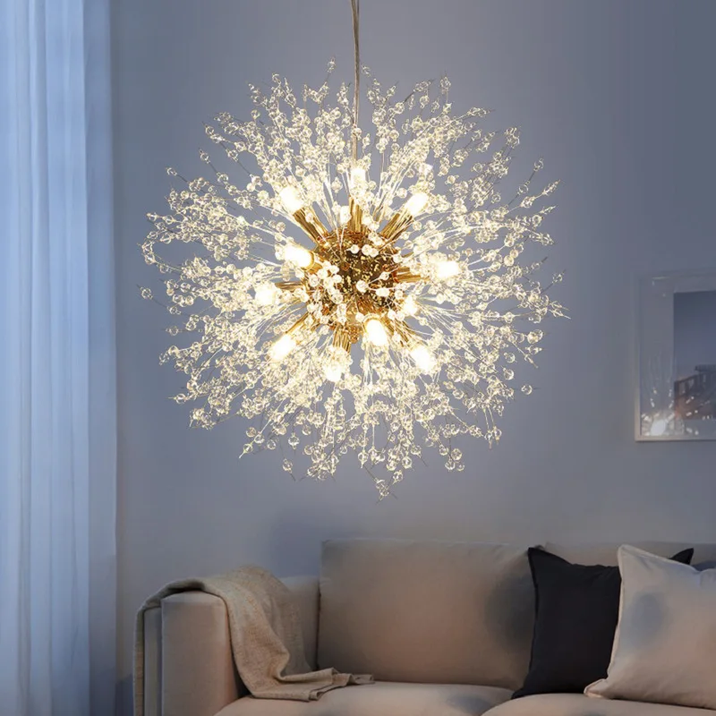 Nordic crystal chandelier modern dandelion chandelier ceiling lamp living room bedroom dining room interior decorative lamp