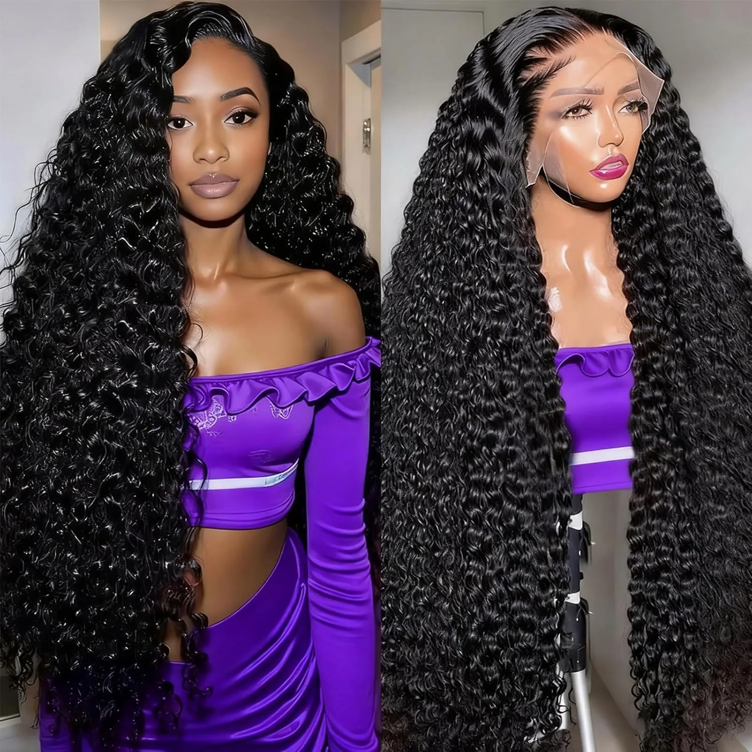 

40 44 Inch 13x6 Deep Wave Lace Front Human Hair Wig 200% Density 13x4 Transparent Lace Frontal Wigs Human Hair For Black Women