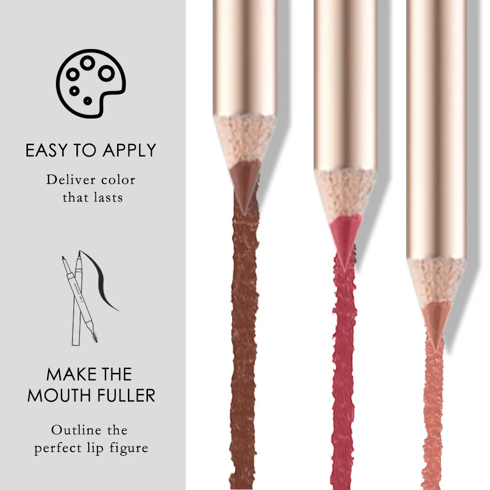 12-kleuren houten lipliner private label pigment langdurig waterdicht non-stick aangepast logo make-up groothandel dierproefvrij