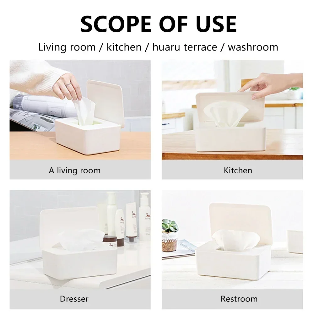 New Dustproof Wet Tissue Box with Lid Baby Nappy Wet Tissue Storage Holder Dispenser for Home Car Office Paper Tissue Organizer