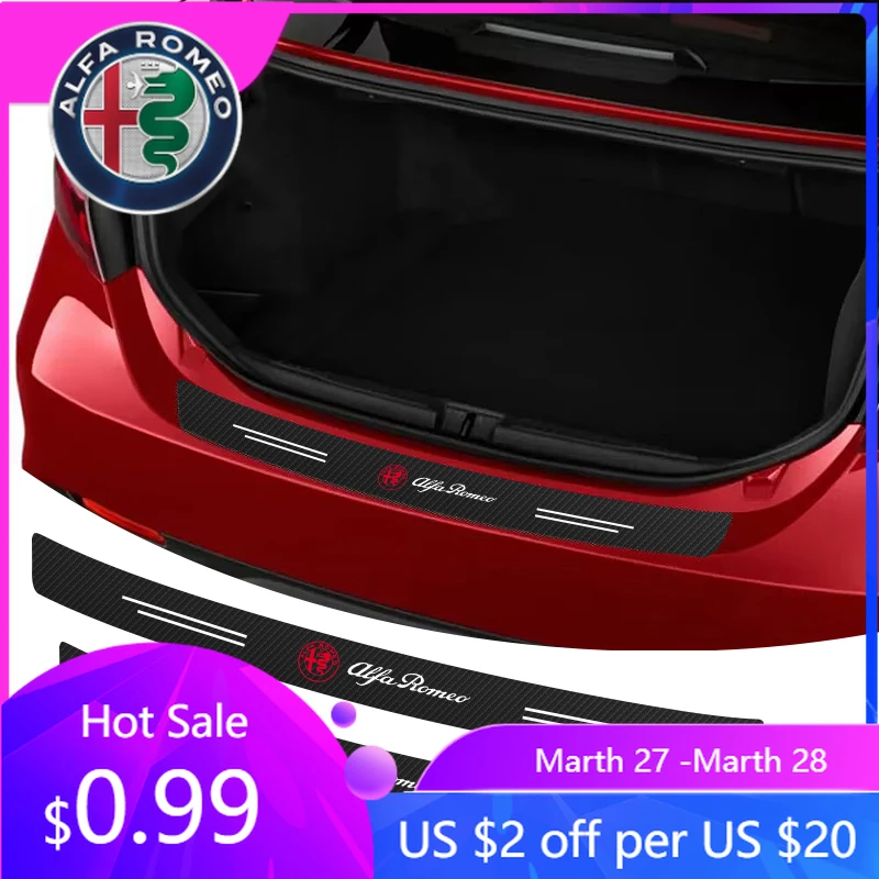 

Наклейка-протектор на задний багажник и пороги из карбона для Alfa Romeo 2026 (для Giulia, Stelvio, Giuli)