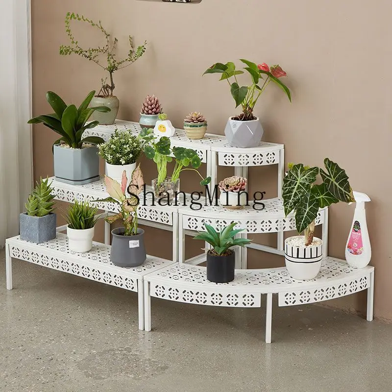 FG piso a piso, patio exterior de varios pisos, soporte para macetas suculentas, soporte para flores, balcón, escalera de hierro