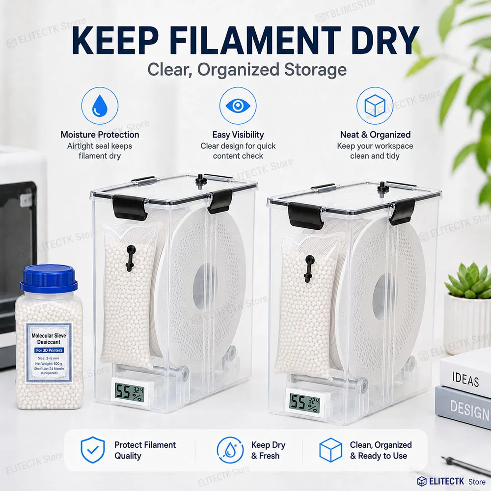 3D Printer Parts Filament Dryer Box Airtight And Moisture-Resistant Real-Time Monitoring for 3D Printer Tools Storage Box Holder