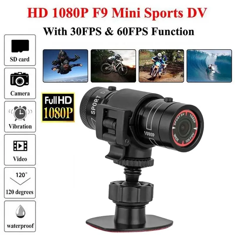 Cámara de acción F9 Full HD 1080P para casco y moto, DVR - imagen 2