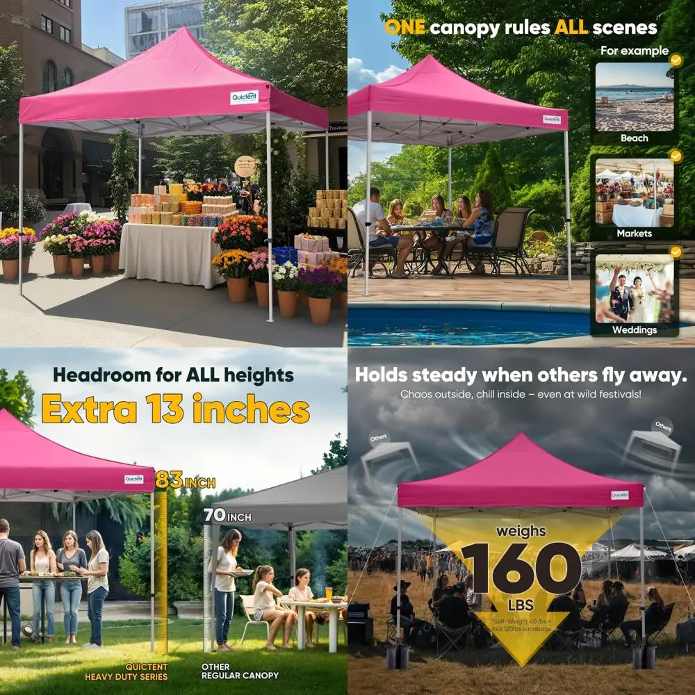 

Heavy Duty 10x10 Instant Pop Up Canopy Tent for Outdoor Events, Beach Parties, Weddings, and More