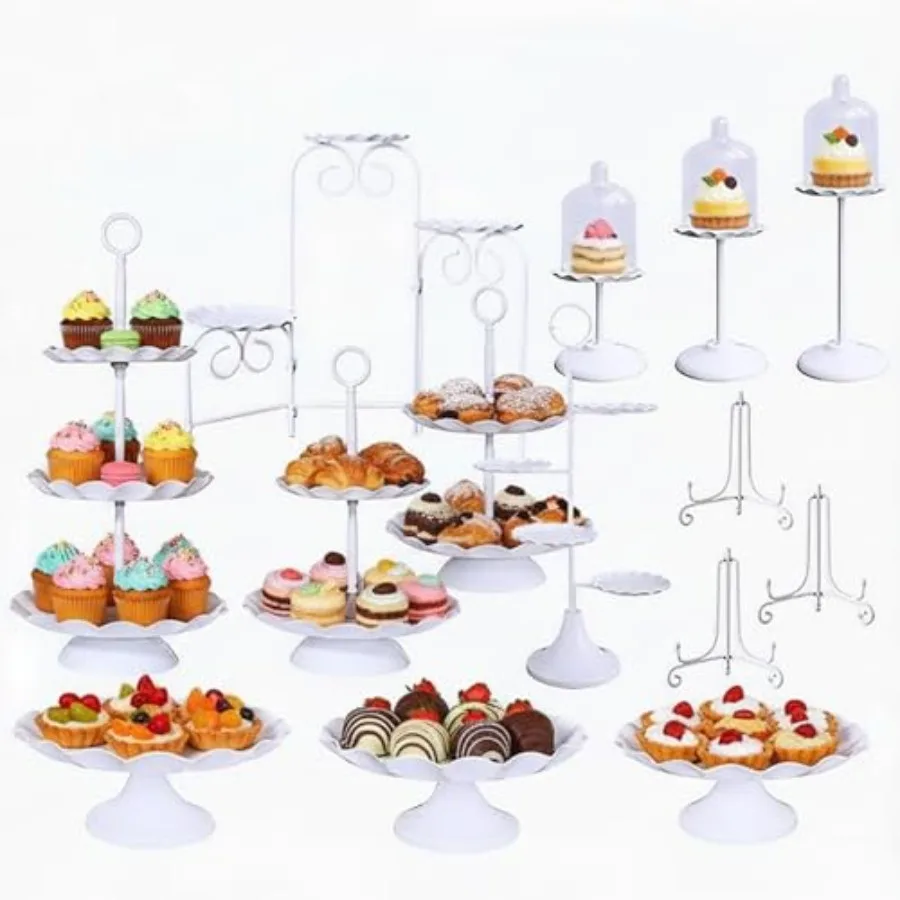 

16 Pieces Cake Stands Metal Cupcake Holders Set for Graduation Party Dessert Table Wedding Baby Shower Birthday Tea Party Anniv