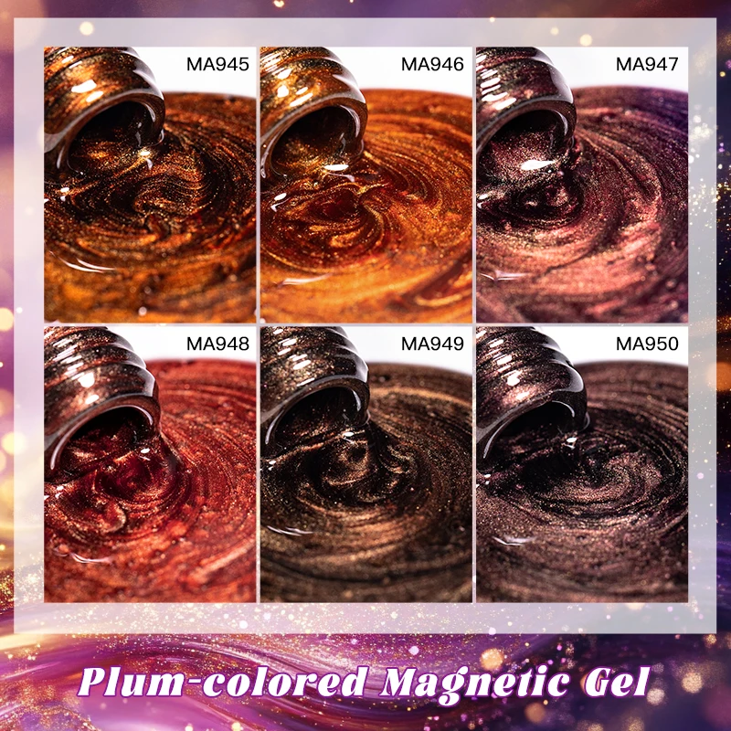 Pflaumenfarbener magnetischer Gel-Nagellack mit Katze, Glasperlen-Effekt, semi-permanenter Soak-Off-UV-LED-Gel-Lack für Nagelzubehör im Winter