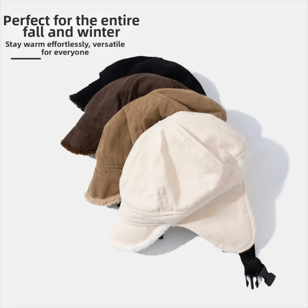 Adjustable Men Women Lei Feng Hat Fleece-Lined with Ear Flaps Thick Windproof Ski Hat Breathable Fashion Motorcycle Hat