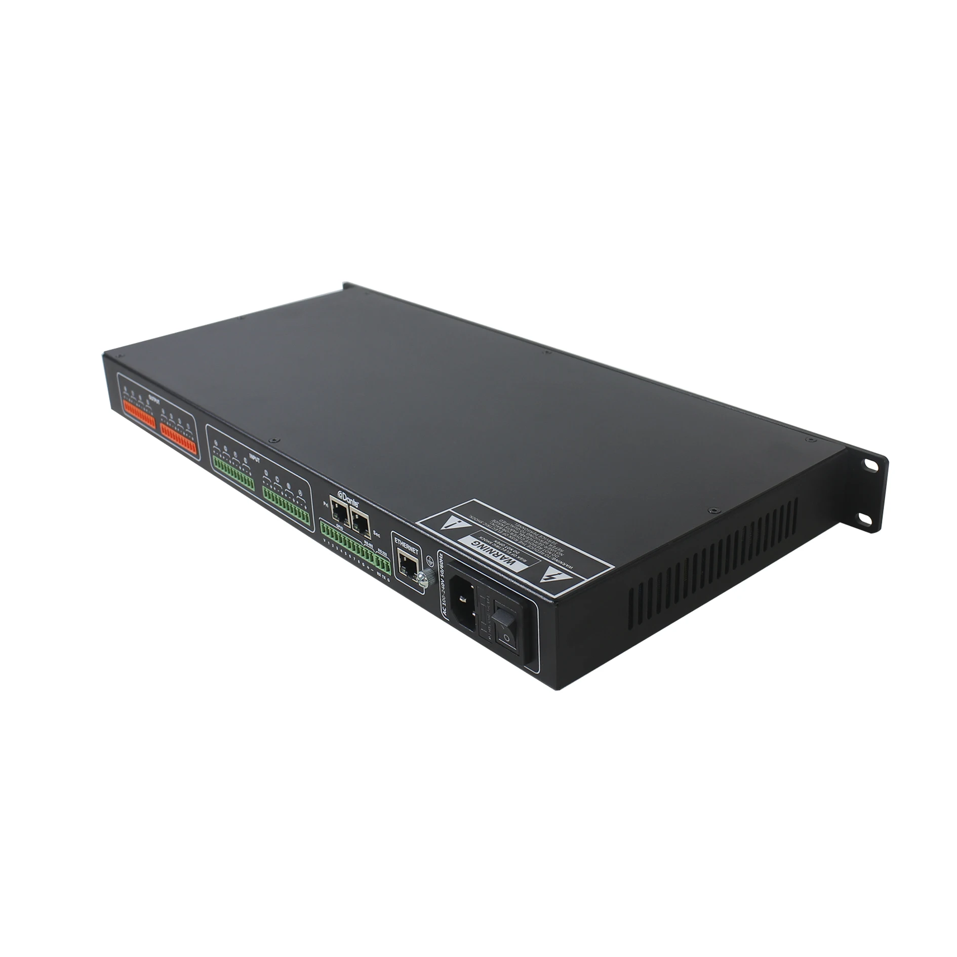 

8 In 8 Out Audio Processor with Matrix Mixer Feedback Suppressor and Dante Audio Networking DSP Processor