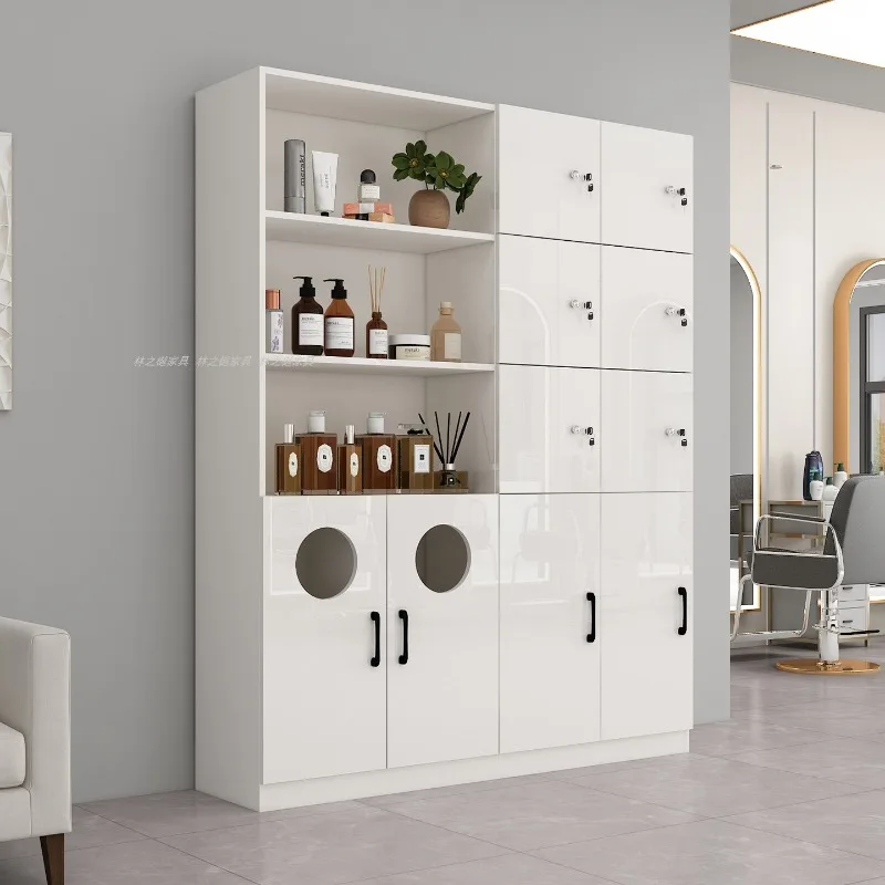 Customized barber shop towel cabinet Beauty salon product display cabinet Hair shop locker Customer deposit box with lock