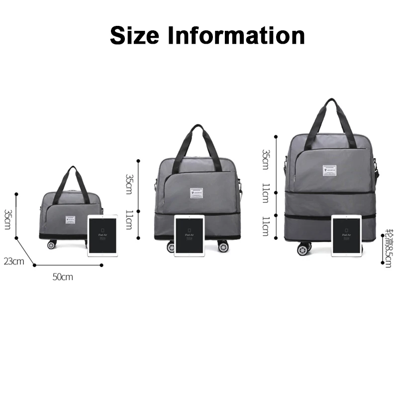 Folding Travel Bags Large Capacity Luggage Bag Spinner Waterproof Tote Handbag Dry Wet Separation Outdoor Travel Storage Bag