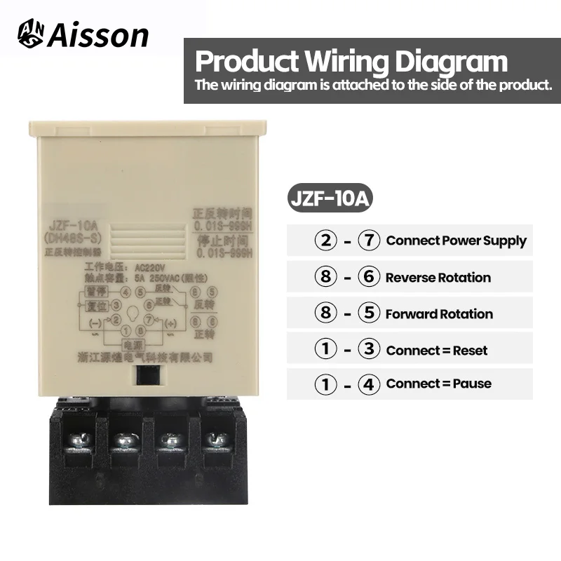 JZF-10 مرحل الوقت الأمامي والعكسي 220 فولت مدة قابلة للتعديل وحدة تحكم أوتوماتيكية للمحرك 0.01S-999H