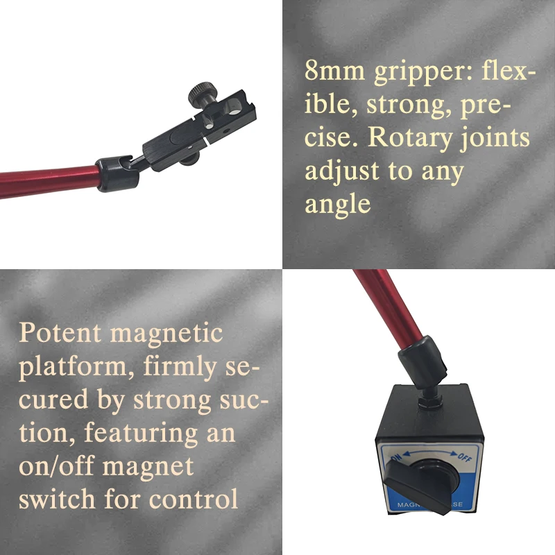 Indicador de cuadrante/base magnética 200mm-360mm, soporte magnético para indicador de diámetro interior, base magnética, micrómetro, herramientas