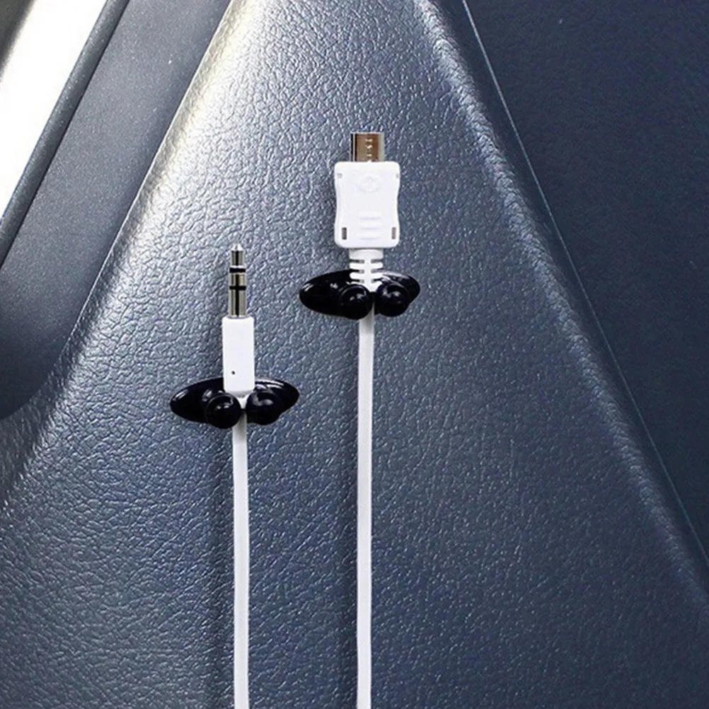 16Pcs Compact Car Cable Clips Plastic Wire Management Clips for Charging Cables Earphones Power Cords Remove Desktop
