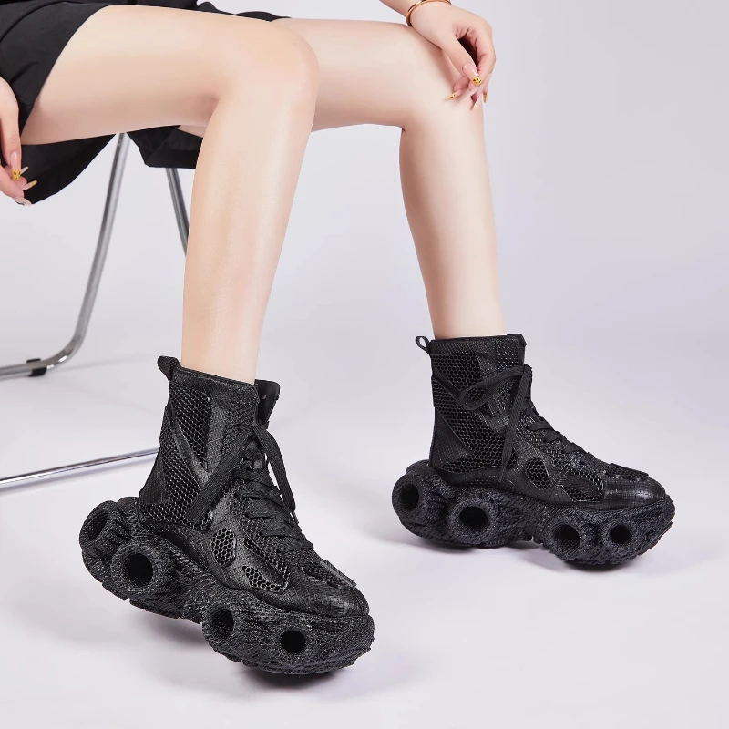 

Couple's Original Design Fashion 3D Printed High Top Shoes for Men's Women's Shock-absorbing Comfortable Height Increasing Shoes