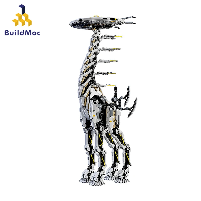 

BuildMoc Horizon Dawn Thunder Zero Giant Long Necked Mecha Beast Tooth Building Blocks Set Mechanical Giraffe Monster Bricks Toy