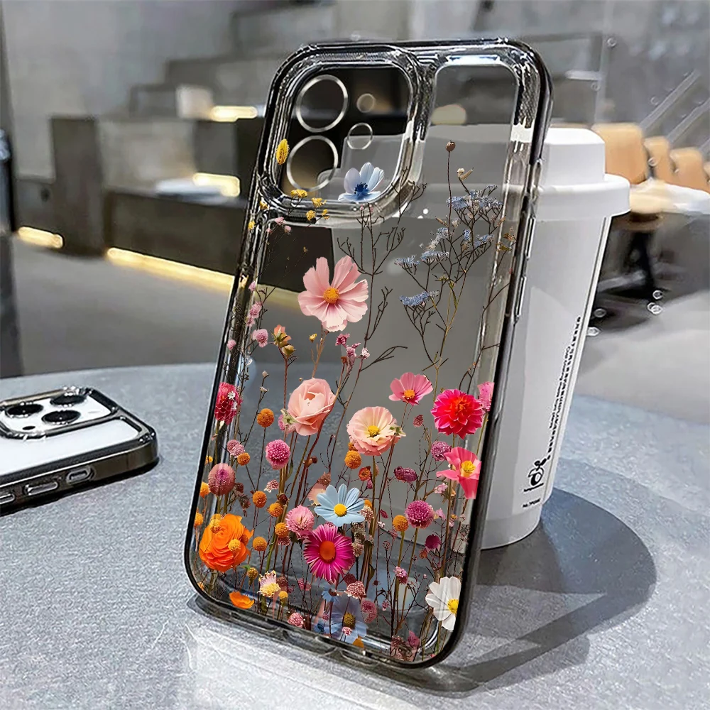 Flower Clear Case For iPhone 17 Pro Max Cases iPhone 11 15 12 13 14 16 Pro Max Case 17 Air 17proMax iPhone17 Cover Funda Bumper