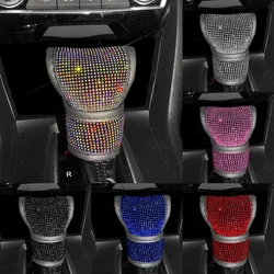 Bling Bling Car Shift Gear Cover Leather Auto Gear Shift Knob Cover Universal Crystal Rhinestones Car Accessories for Women