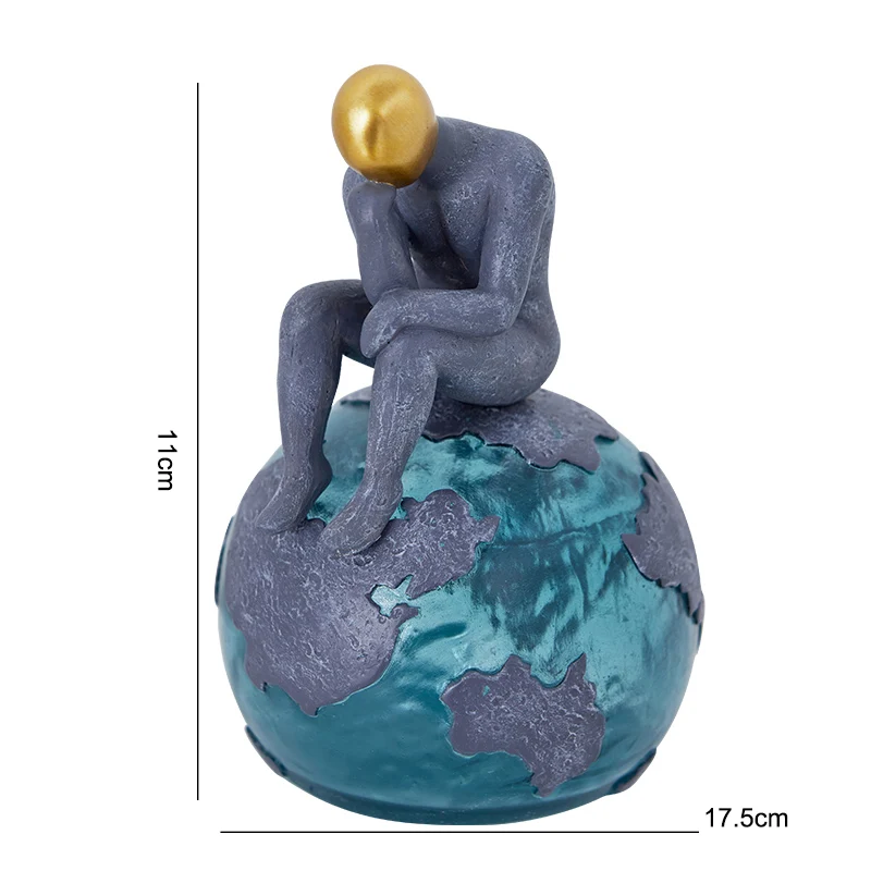 European Abstract Character Thinker Sculpture Table Decoration Resin Planet Figure Figurine Holiday Gift Room Office