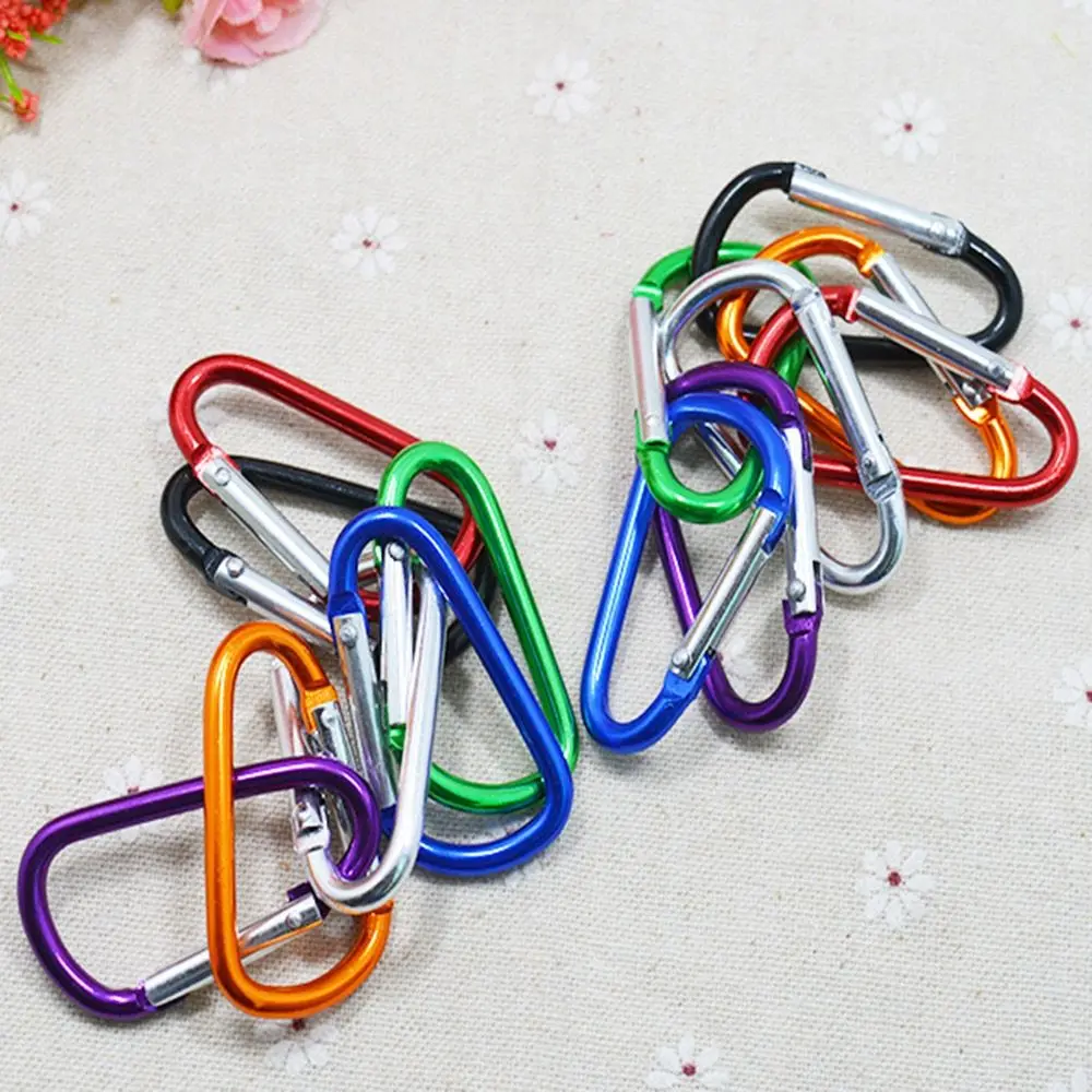 5/10Pcs Multi Colors Outdoor Sports Keychain Aluminium Alloy Random Color Bottle Buckle Climbing Button Carabiner Outdoor Tool