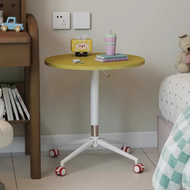 

Pneumatic Lifting Side Table,Movable Round Table,Living Room Sofa Table,Leisure Tea Table-360°Wheels,Brake,Waterproof