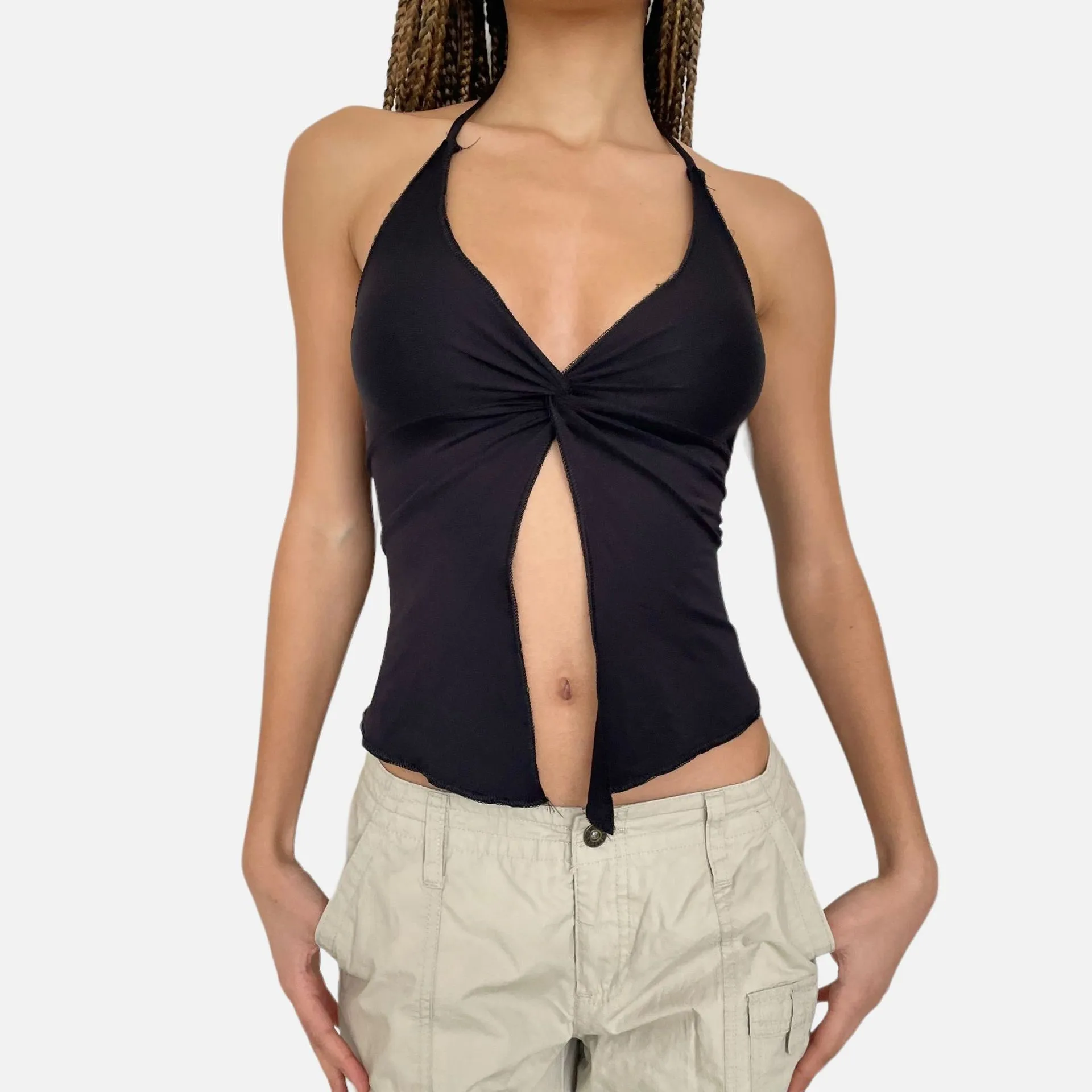Sexy  Knot Strap Vest Top Women's Short Length Crop Top Cross-Border Fashionable Camisole from Southeast Asia