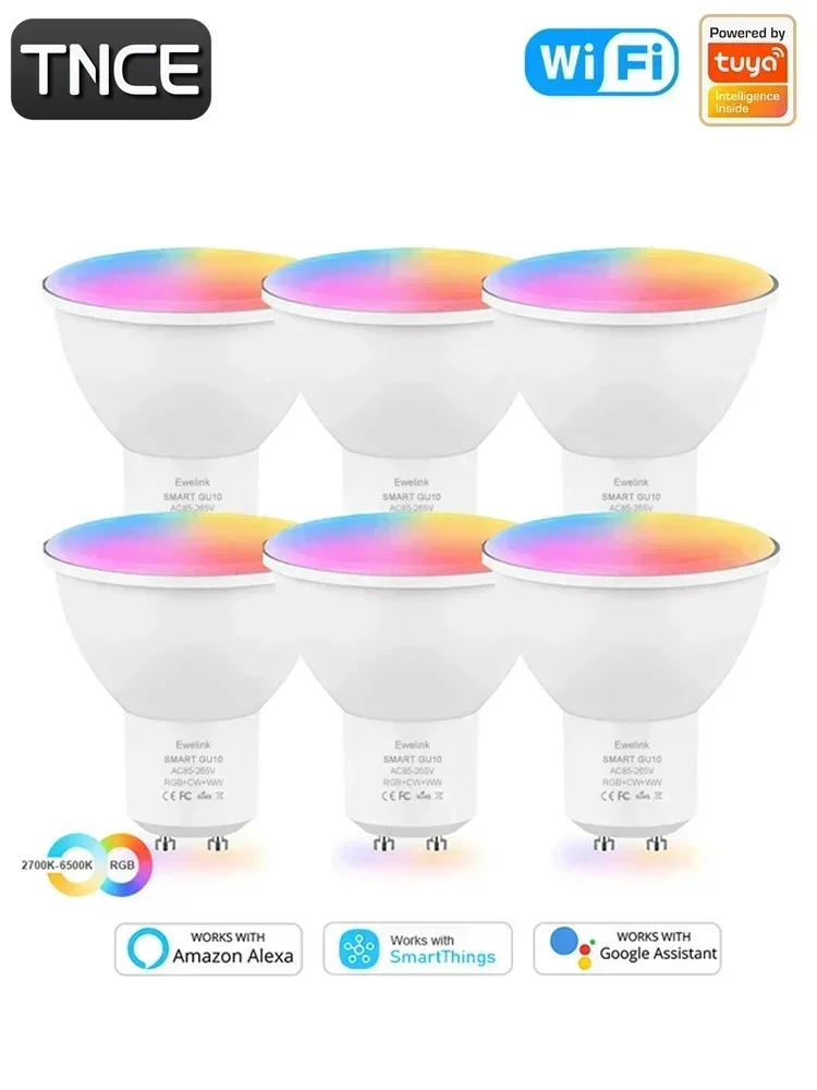 Żarówka LED TNCE Tuya WIFI/Zigbee GU10 Biała ściemnialna lampa RGB C+W Smart Life APP Control Light Bulb, współpracuje z Alexa Google Home — zdjęcie 2
